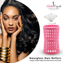 Load image into Gallery viewer, Hourglass All Hair Types Unisex Rollers- Pink 42mm/1.65in – Pack of 12 With 25 pack Hourglass Metal Pins