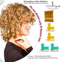 Load image into Gallery viewer, 20% OFF package deal for 2 Pack of Yellow &amp; 2 Packs Aqua – Pack of 12 with 12 pack of Bella Hair Clips