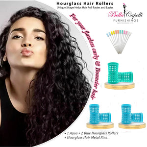 Hourglass All Hair Types Unisex Rollers- Pink 42mm/1.65in – Pack of 12 With 25 pack Hourglass Metal Pins