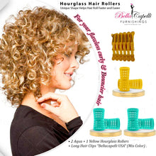 Load image into Gallery viewer, Hourglass All Hair Types Unisex Rollers- Yellow HGR 27mm/1.06in – Pack of 12 With 25 pack Hourglass Metal Pins