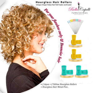 Hourglass All Hair Types Unisex Rollers- Yellow HGR 27mm/1.06in – Pack of 12 With 25 pack Hourglass Metal Pins