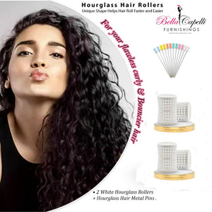 Hourglass All Hair Types Unisex Rollers- Yellow HGR 27mm/1.06in – Pack of 12 With 25 pack Hourglass Metal Pins