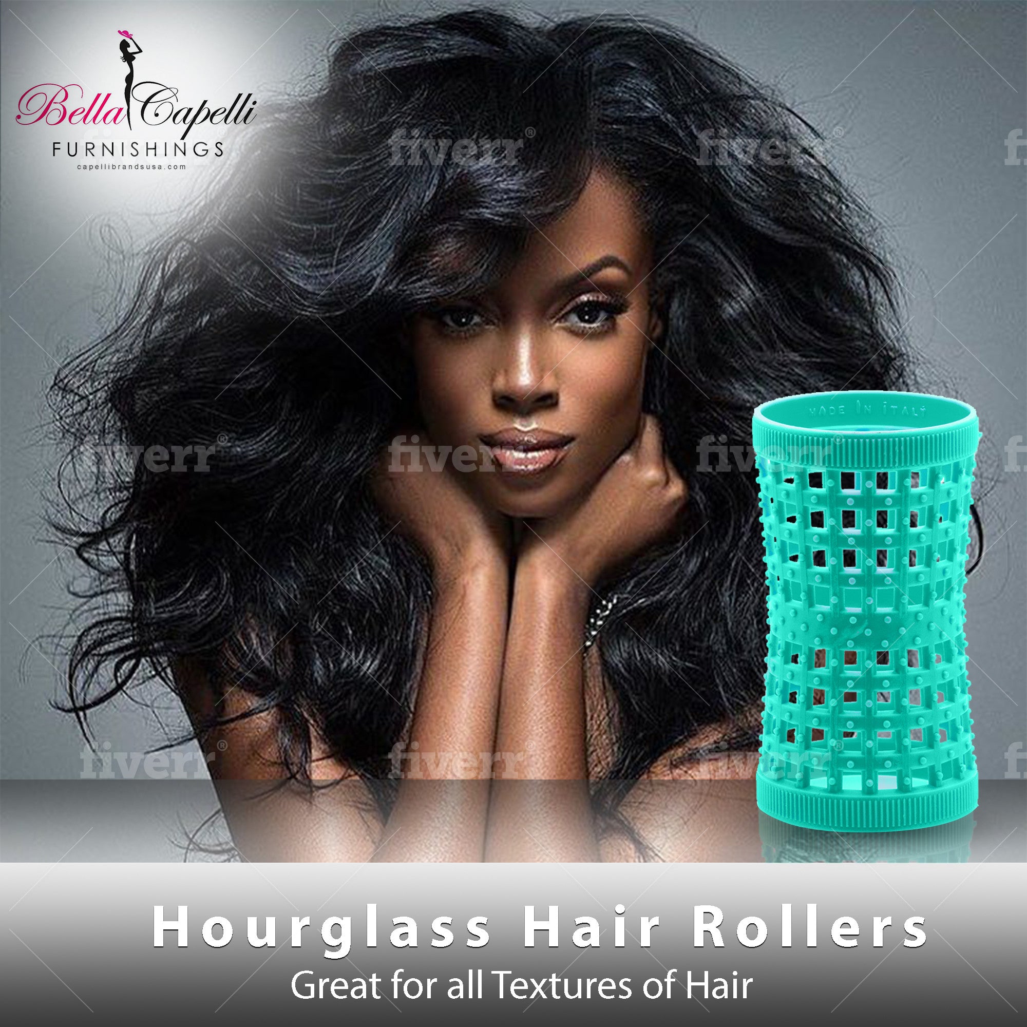 Hourglass All Hair Types Unisex Rollers- Aqua HGR 32mm/1.26in – Pack of 12