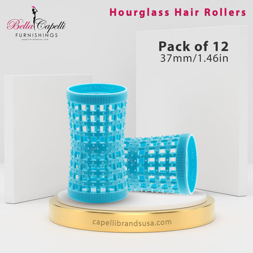 Hourglass All Hair Types Unisex Rollers- Blue HGR 37mm/1.46in – Pack of 12