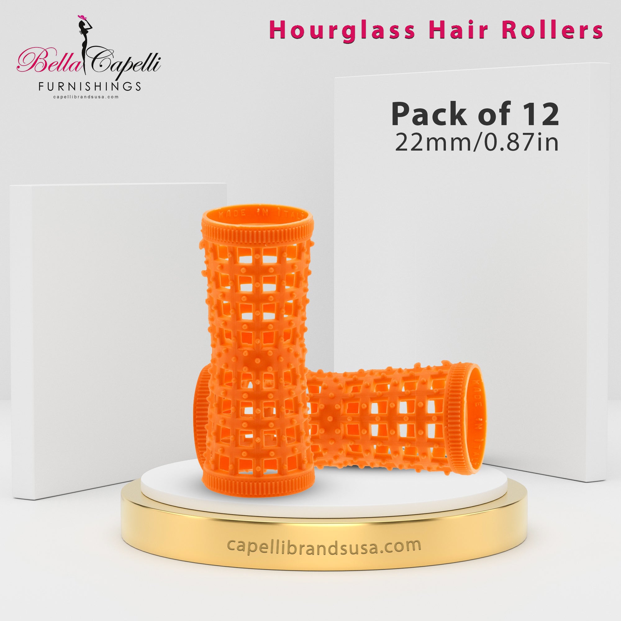 BellaCapelliUSA Hourglass Rollers – 27mm Yellow – Pack Of 12 – All Hair Types Strong Hold