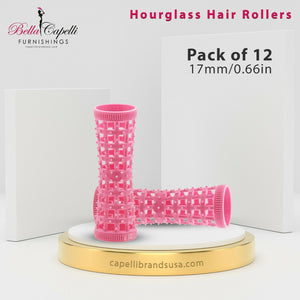 Hourglass All Hair Types Unisex Rollers- Mini-Pink 17mm/0.66in – Pack of 12