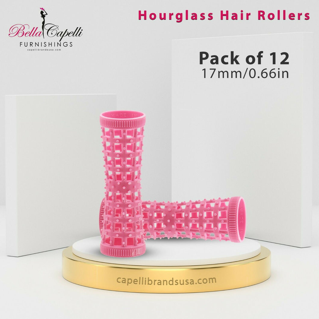 Hourglass All Hair Types Unisex Rollers- Mini- Pink HGR 17mm/0.66in – Pack of 12