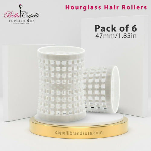 Hourglass All Hair Types Unisex Rollers- White HGR 47mm/1.85in – Pack of 6
